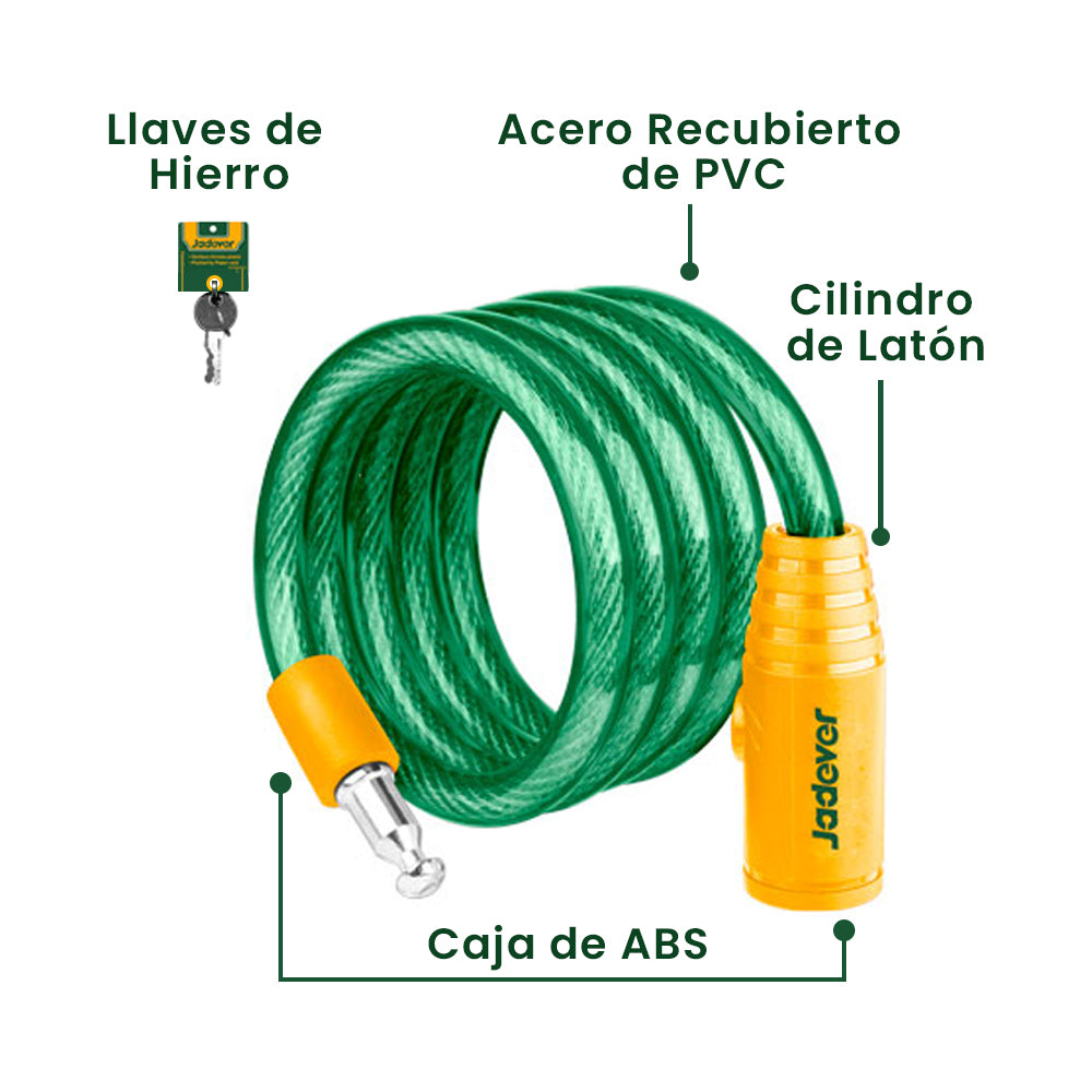Candado de Bicicleta con Cable 15x1200mm JADEVER