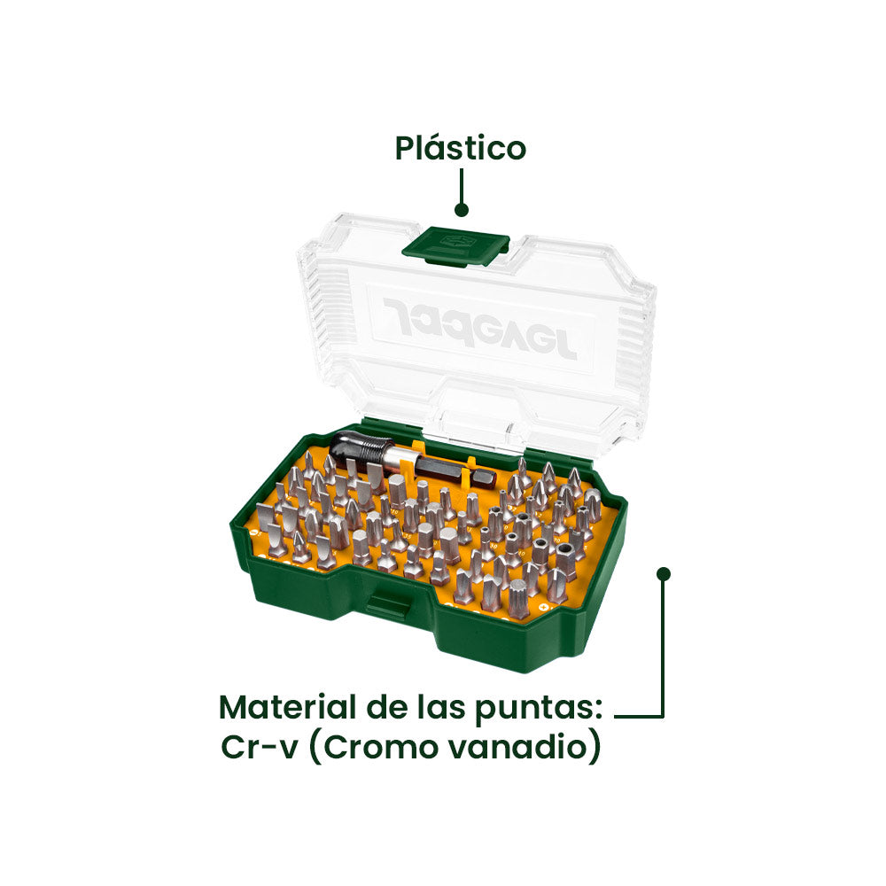 Juego de Puntas Destornillador 62 Piezas JADEVER
