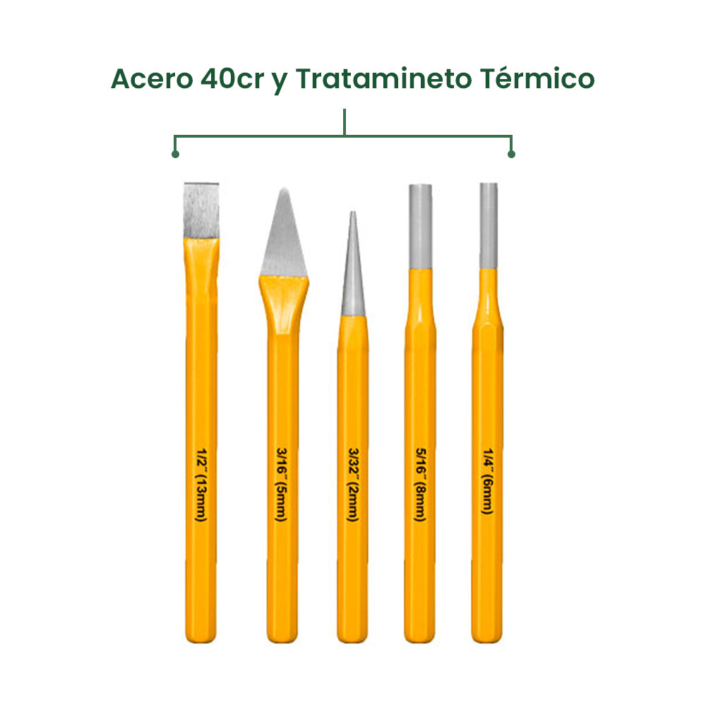 Juego Cincel y Punzón en Frío 5 Piezas JADEVER