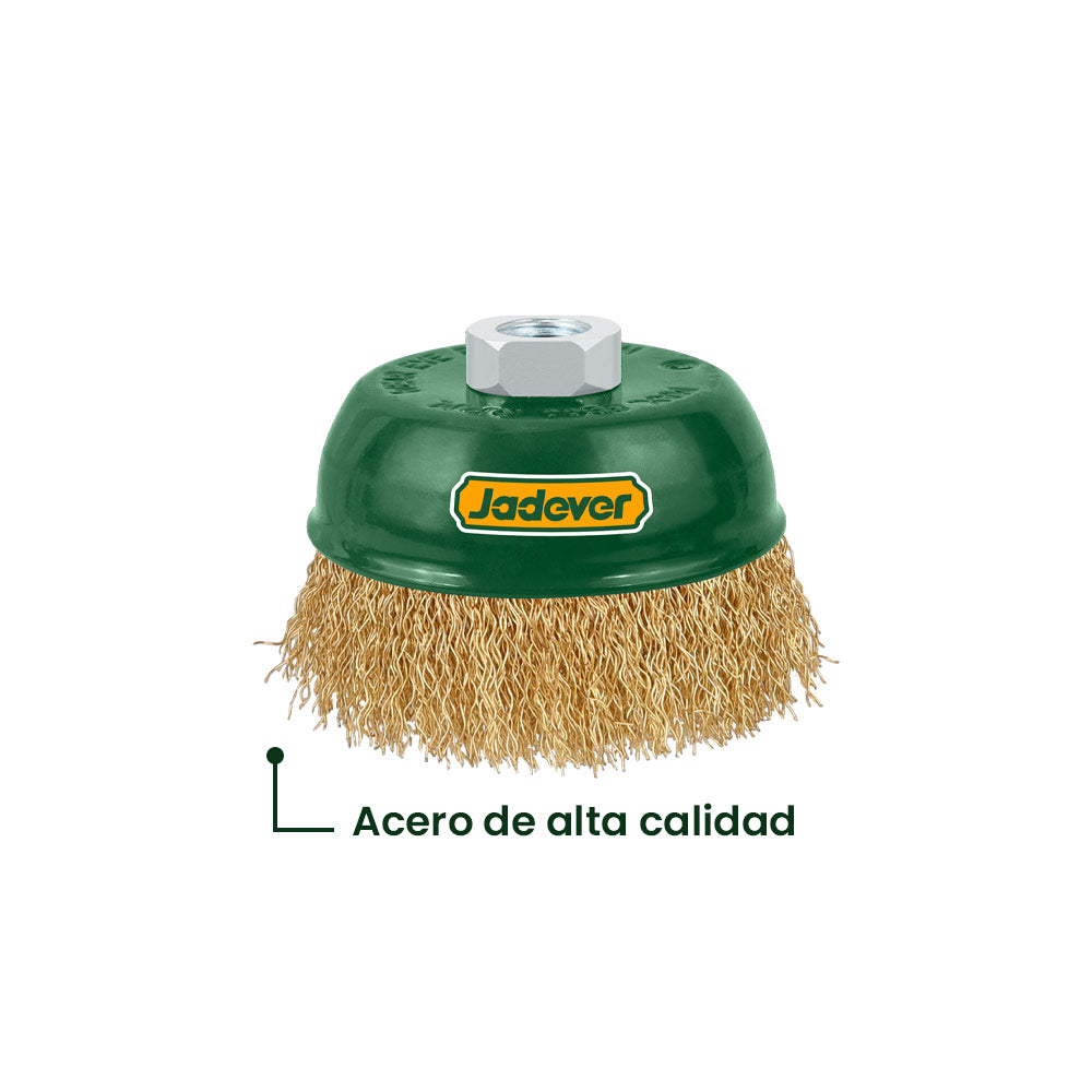 Grata Escobilla Copa Acero Rizado 4 Pulgadas 100mm JADEVER