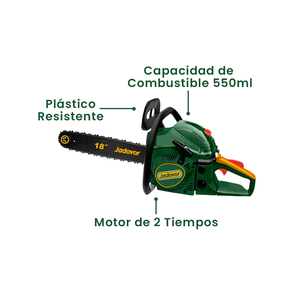 Motosierra a Gasolina 18 Pulgadas 1.8kw 46cc JADEVER