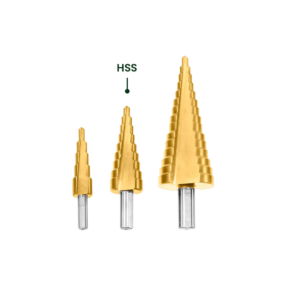 Set Brocas Pino Cónicas Escalonadas 4-32mm 3 Piezas JADEVER