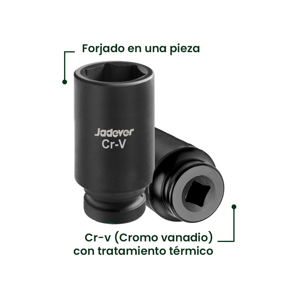 Set Juego de Dados de Impacto 1/2” 78mm 10 Piezas JADEVER