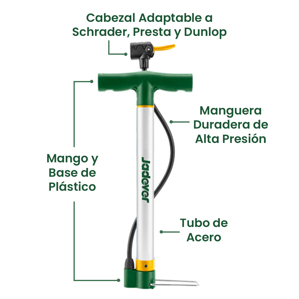 Bombín Inflador de Pie 160psi JADEVER