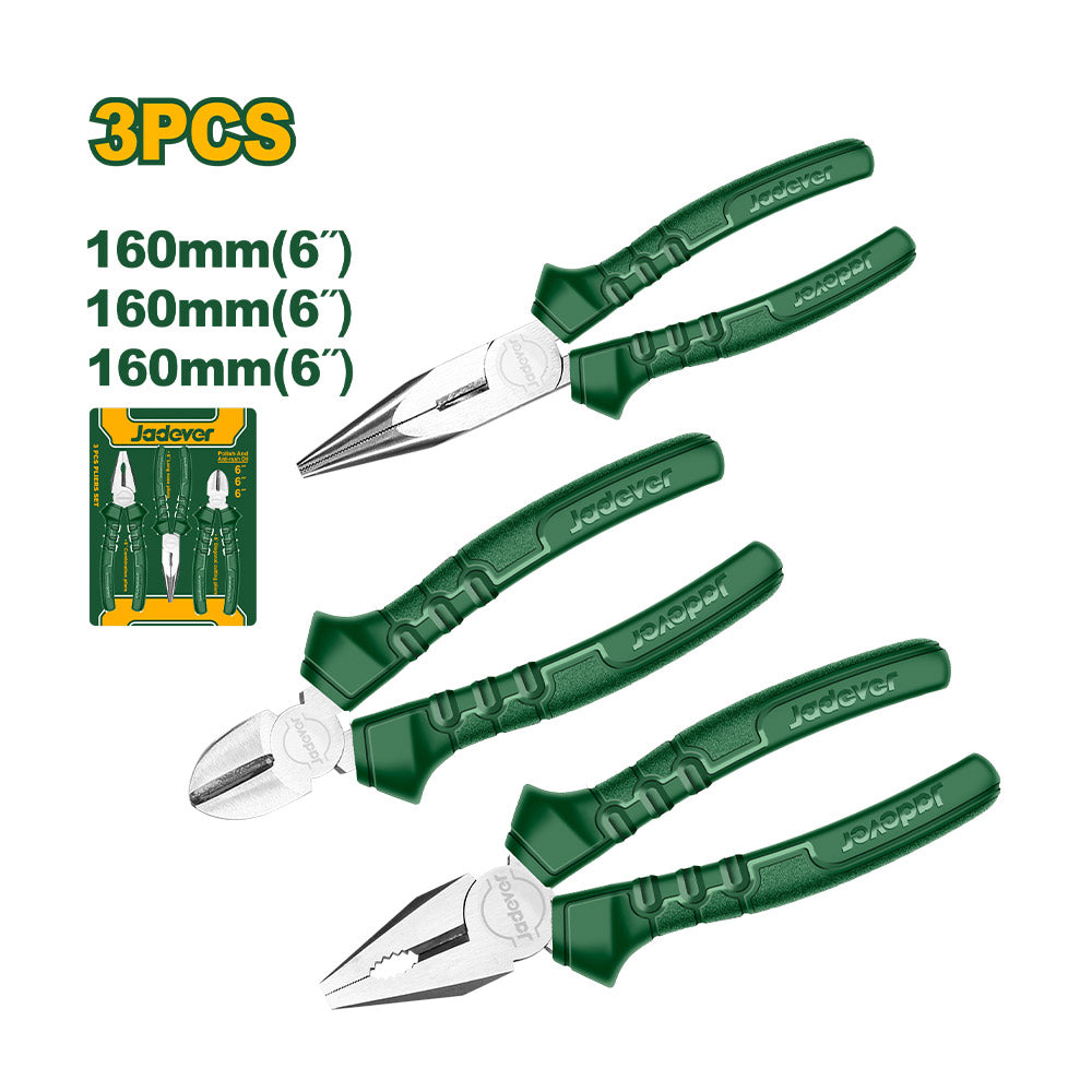 Set Juego Alicates 6 Pulgadas 3 Piezas JADEVER