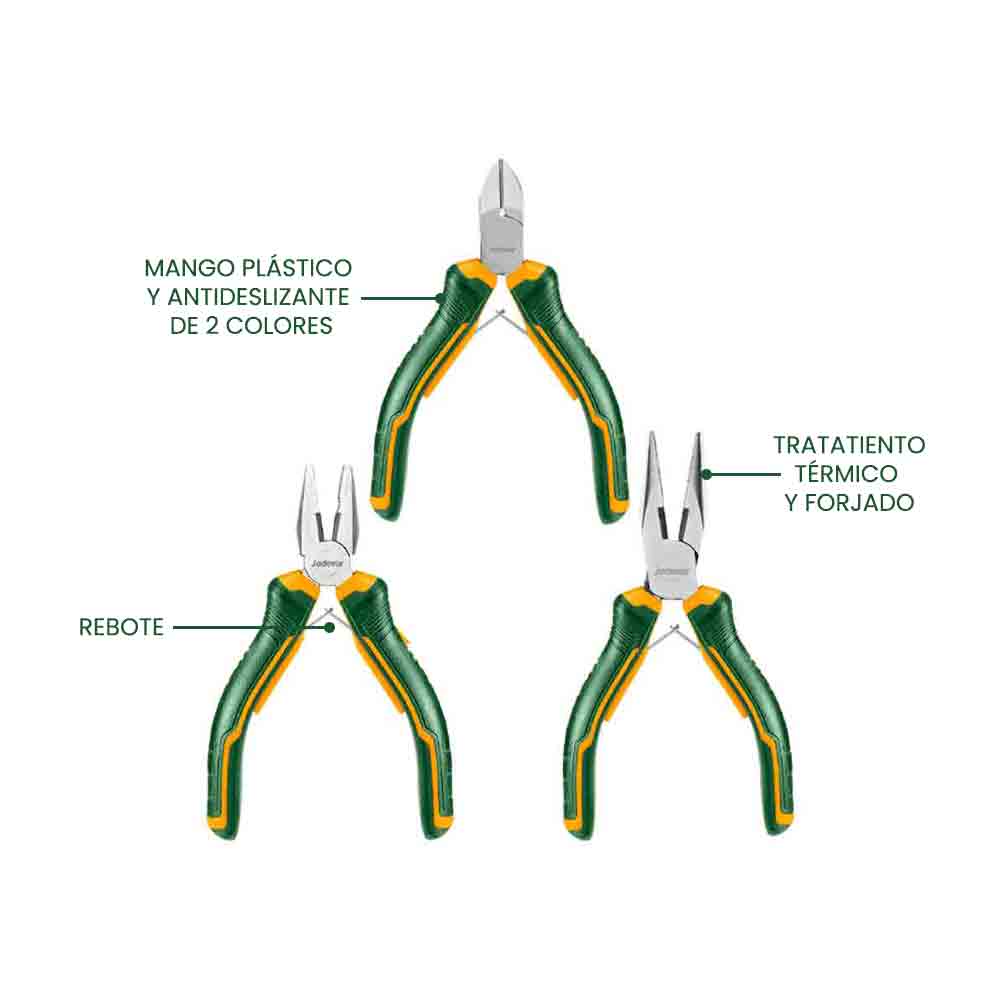 Set Mini Alicates 4,5 Pulgadas 3 Piezas JADEVER