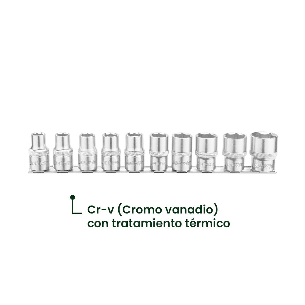 Juego de Dados 1/2" 10 Piezas 10-24mm JADEVER