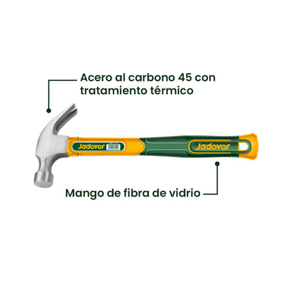 Martillo Carpintero Mango de Fibra 20oz 560g JADEVER