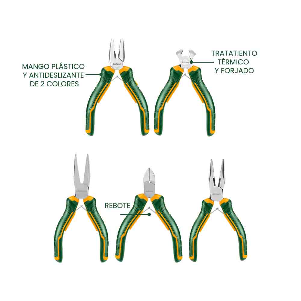 Set Mini Alicates 4,5 Pulgadas 5 Piezas JADEVER